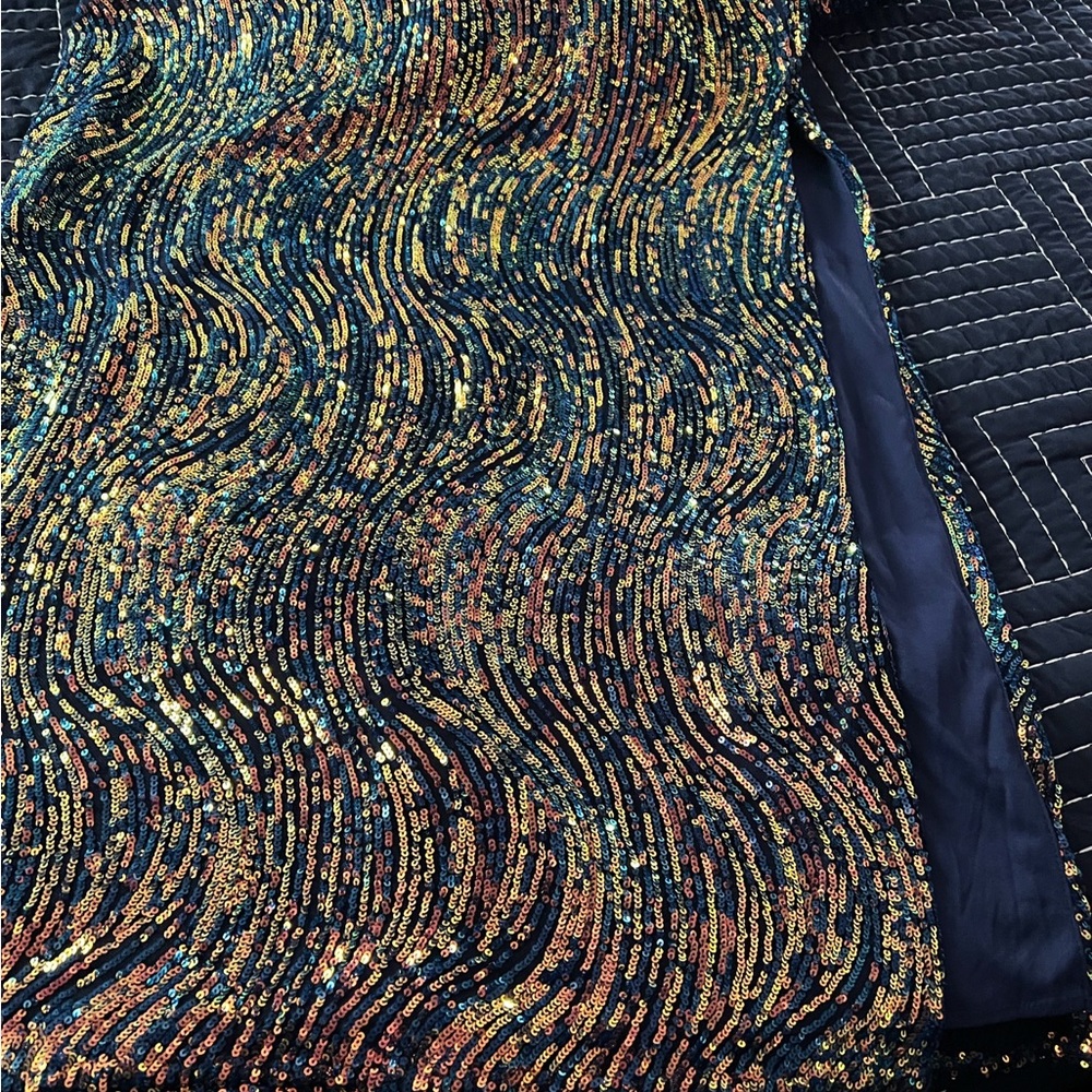 New Long multi color sequin with split dress